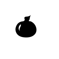 Poster - A simple black silhouette of an onion on white space
