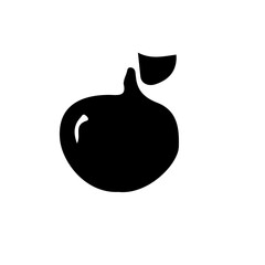 Poster - A simple black silhouette of a fruit with a leaf on top