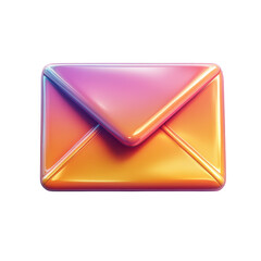 Poster - Vibrant Notification Glossy Email Icon Orange Pink and Yellow Gradient on transparent background