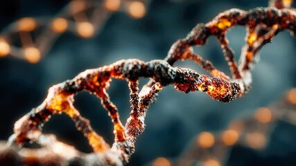 Fototapete - A highly detailed, glowing DNA strand twisting in space, with a futuristic and scientific aesthetic