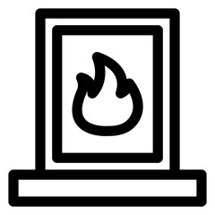 Leinwandbilder - Black and white drawing of a fireplace with a flame. Concept of warmth and comfort