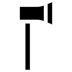 Leinwandbilder - Black and white image of an axe with a wooden handle. The axe is pointing upwards