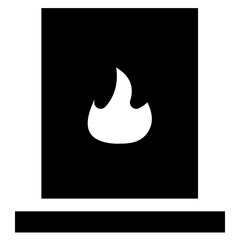 Leinwandbilder - Black and white drawing of a fireplace with a flame. Concept of warmth and comfort