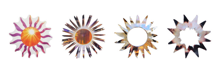Poster - Retro Sunburst Cut-Out Set. Vintage Collage Design Elements Collection Isolated On Transparent Background
