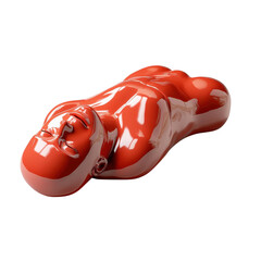 Leinwandbilder - Red Ceramic Figure Serenity Stillness Peace Sculpture Gloss Relaxation on transparent background