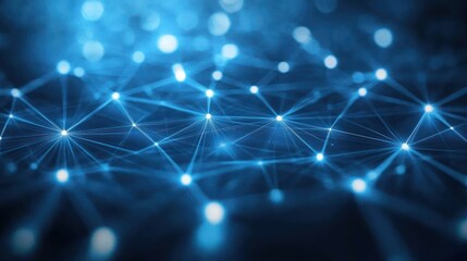 Poster - A complex network of glowing points and lines.
