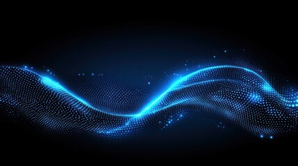 Poster - Abstract design of glowing blue wave pattern.