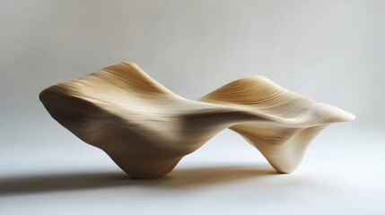 Aufkleber - Abstract Wooden Sculpture with Layered Design on a White Background