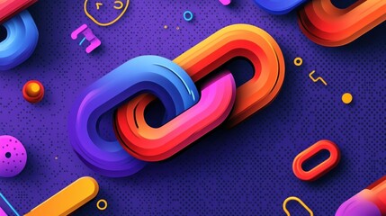 Fototapete - Colorful abstract shapes in a dynamic composition.