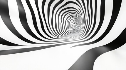Poster - Abstract black and white striped tunnel design.