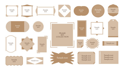 Poster - Set of Minimalist Vintage Label Frames in Brown, Editable Retro Badge Collection for Text or Logo