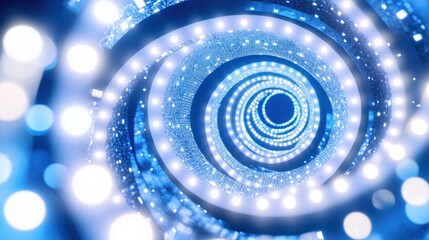 Poster - Blue lights in concentric circles with depth of field.
