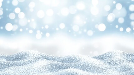 Poster - Silver glitter snowdrift scene with bokeh.