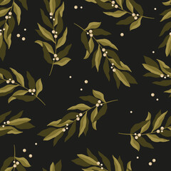 Wall Mural - Seamless pattern with green leaves. For wrapping paper. Ideal for wallpaper, surface textures, textiles.