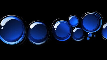 Poster - Abstract design of overlapping blue circles on a black background.