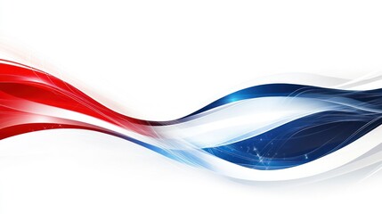 Poster - Abstract design with red and blue wavy lines on white background.