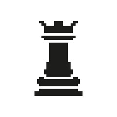Fototapete - Chess Rook Pixel Art Icon. Strategic Thinking And Board Game Symbol. Classic Chess Piece Representation. Isolated Vector Illustration