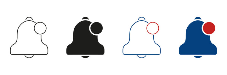 Fototapete - Notification Bell With Alert Dot Line And Solid Icon Set. Reminder And Alert System Outline And Silhouette Symbol Collection. Notification Management. Isolated Vector Illustration