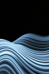 Wall Mural - abstract blue light waves on black background - dynamic flow and movement conceptual visual