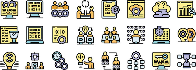 Poster - System integration process managing data, optimizing workflow, implementing new software, and improving efficiency