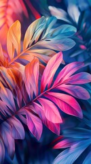 Aufkleber - Vibrant tropical leaves showcasing bold colors in a lush jungle setting during daytime