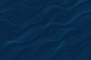 Poster - Wavy blue pattern with flowing lines and dots creating a serene abstract background