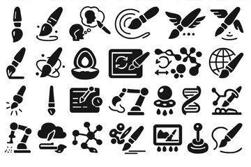 Fototapete - Creative tools and concepts for digital art and design displayed in various abstract icons