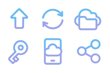 Poster - Icons representing data storage, sharing, and security features for digital applications displayed in a sleek, minimalist design