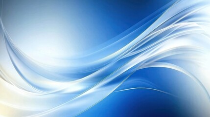 Poster - Abstract design with flowing, translucent curves in shades of blue and white.