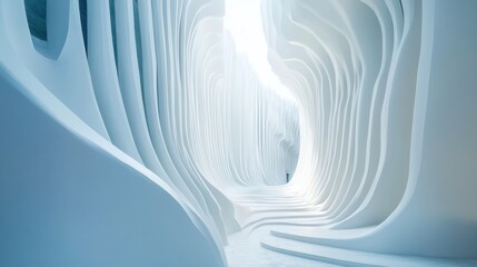 Poster - Abstract architectural interior design with flowing forms.