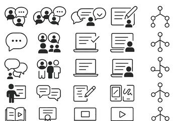 Poster - Communication and collaboration icons illustrating diverse interactions in digital environments