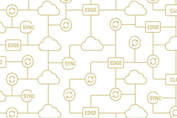 Poster - Cloud computing network diagram illustrating sync and edge connections in technology