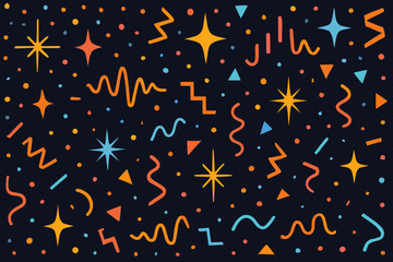 Poster - Vibrant abstract pattern featuring geometric shapes and lines on a dark background