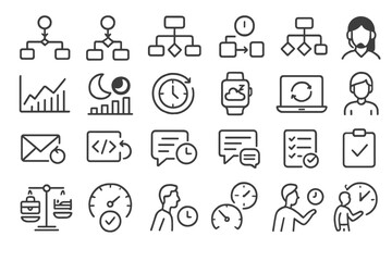 Poster - Visual representation of business tools and icons for project management and data analysis activities