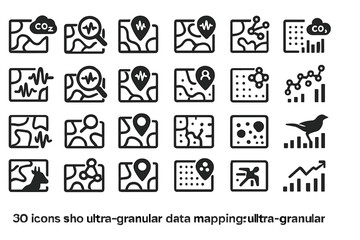 Poster - Icons displaying ultra-granular data mapping for environmental and analytical purposes in various applications