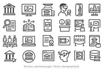Poster - Various educational and cultural icons representing institutions, digital media, and interactive learning activities