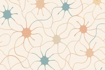 Fototapete - Colorful abstract pattern with organic shapes on a light background, showcasing interplay of lines and forms