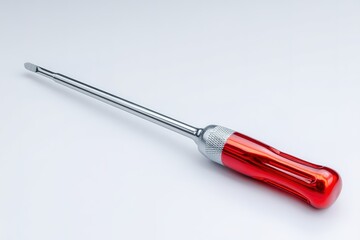 Poster - Essential screwdriver with red handle placed on a neutral background for tool display