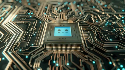Poster - Close-up view showcasing the complex patterns of circuitry and microchip design, highlighting innovation in technology and electronics