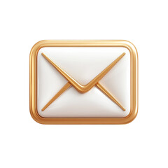 Poster - Shiny Golden Mail Envelope 3D Icon White Email Message with Gold Border on transparent background