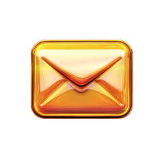 Poster - Gleaming Golden Envelope Email Communication Notification Icon Glossy on transparent background