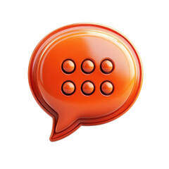 Poster - Glossy Orange Chat Bubble Icon Graphic Message Notification Communication on transparent background