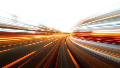 Aufkleber - An abstract visual of speed and motion along a highway at high speed. The scene is a study in movement, with blurred streaks of light created by fast-moving vehicles.