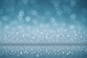 Poster - Sparkling blue bokeh background with glittery light particles and soft blur effect for festive design, mockup, banner or branding concept.