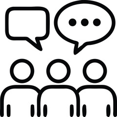 Poster - Group communication icon vector illustration representing teamwork discussion and collaboration with speech bubbles
