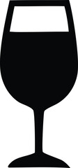 Poster - A simple black silhouette of a wine glass filled with liquid