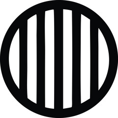 Poster - Circular design with vertical black and white stripes graphic element