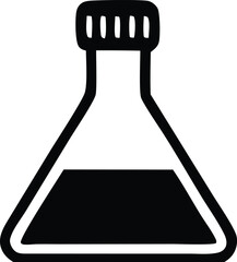Aufkleber - Simple black and white erlenmeyer flask illustration with liquid