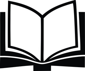 Poster - Bold black open book icon graphic design element for education literature reading knowledge