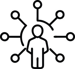 Poster - Person network connection hub social media communication concept vector illustration outline icon 96